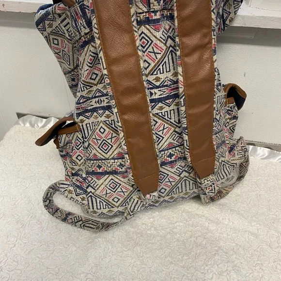 Mudd Tribal school bag Table and Tower Aztec Navy Pink Brown - Picture 5 of 8